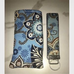 Floral Paisley Pattern Sunglass / Glasses Case & Matching Key Fob